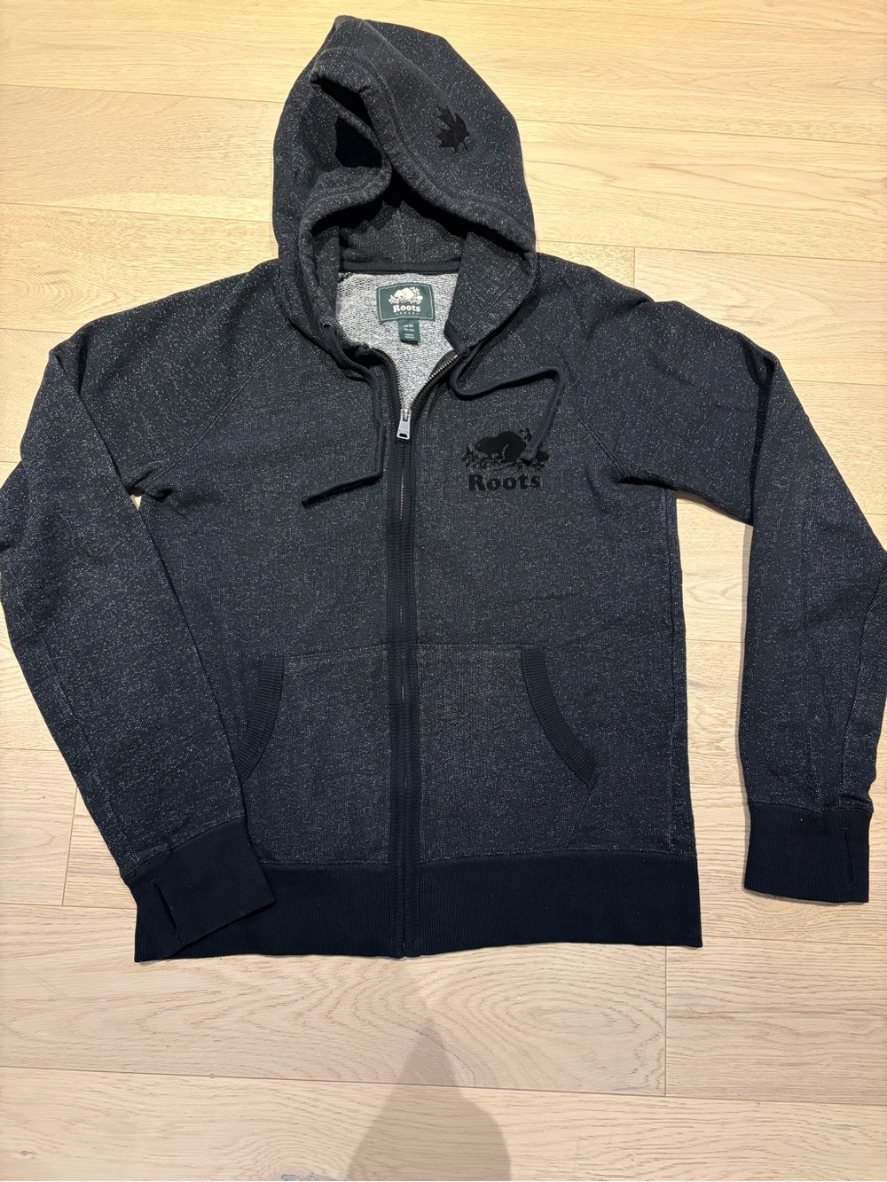 Dark Gray/Black marled full zip hoodie from Roots